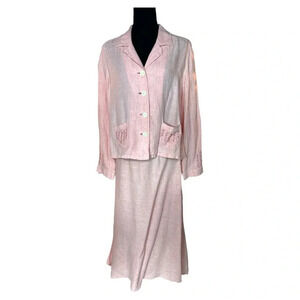 j. jill Pink Embordered  Linen Skirt Set Size 8